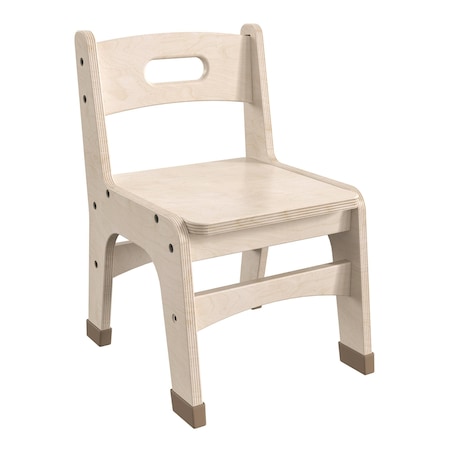Flash Furniture Bright Beginnings  Commercial Grade Wooden Classroom Chairs, 10" Seat Height with Non-Slip Foot Caps and Built-In Carrying Handle, Natural, PK2 MK-KE24435-GG